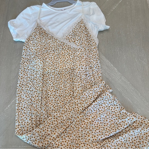 Floral Slip Dress with White Tee Juniors XXXL 21 Y2k - Picture 1 of 5
